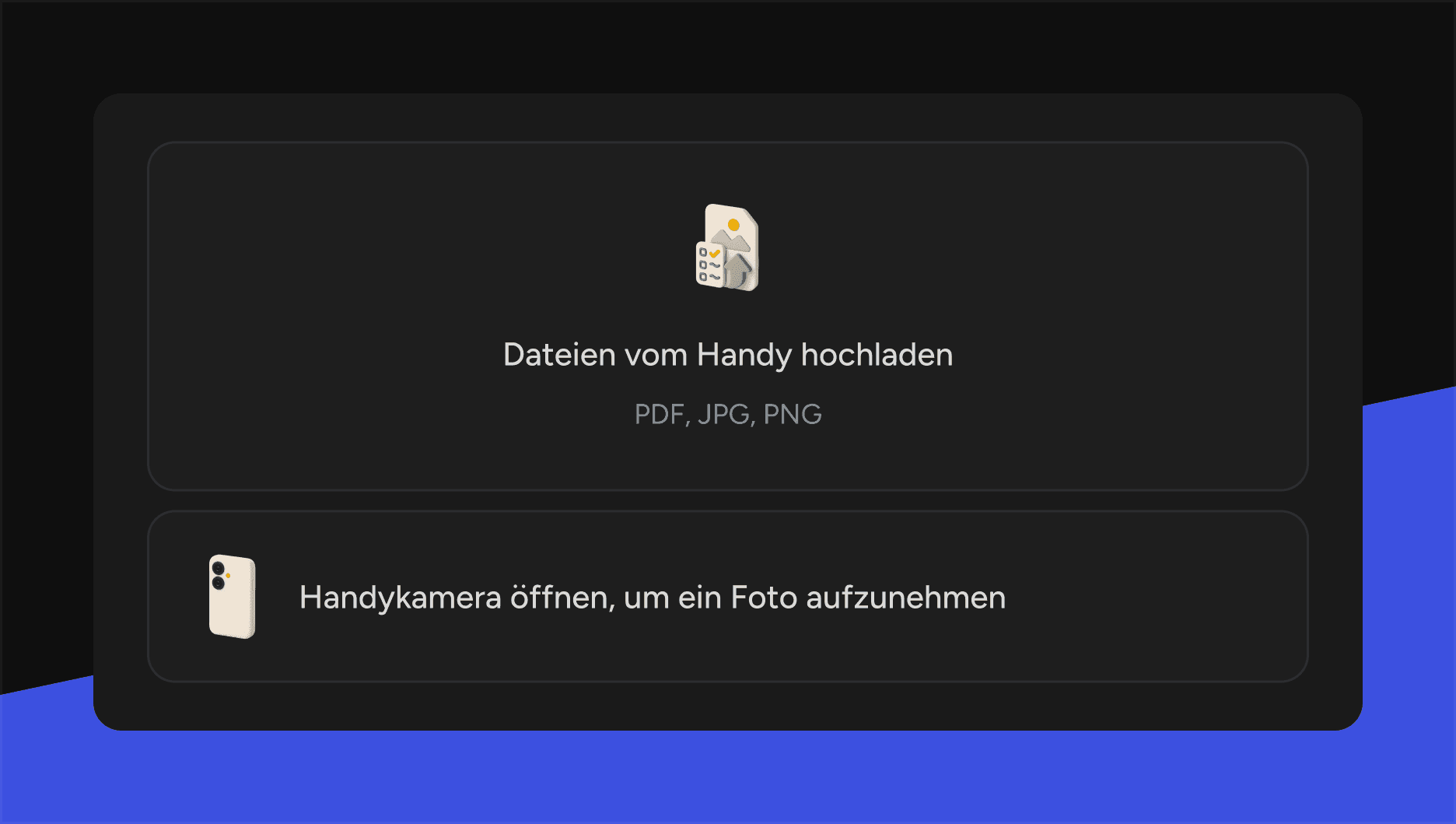 Hochladen und Datum wählen