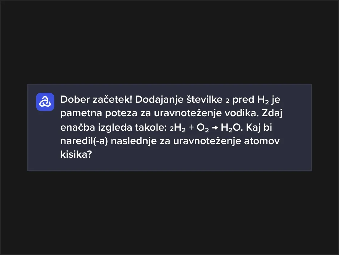 Astra AI korak za korakom razlaga kemijski pojem