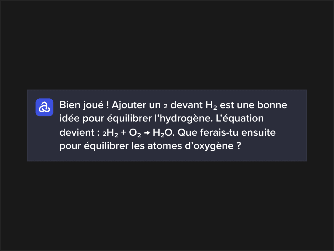 Astra AI qui explique une notion de chimie étape par étape