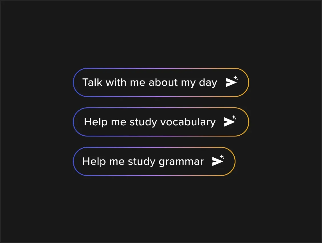 Elegir un tema de conversación o un área de estudio de inglés en Astra AI