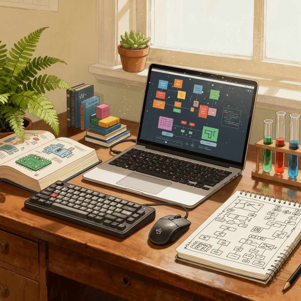 Um aluno a estudar informática com a Astra AI